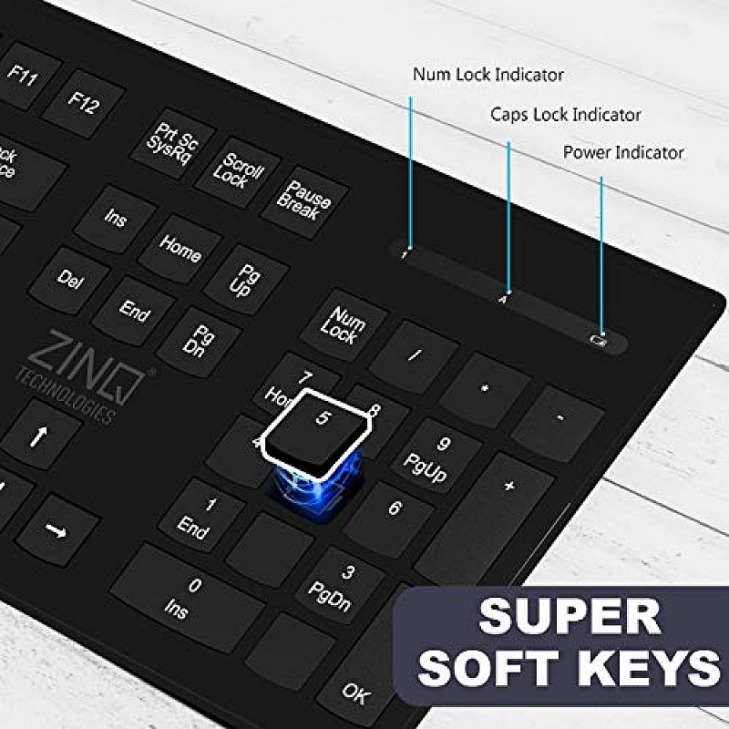 Zinq Technologies Deskmate 101 2.4G Wireless Keyboard and Mouse Combo (Black)