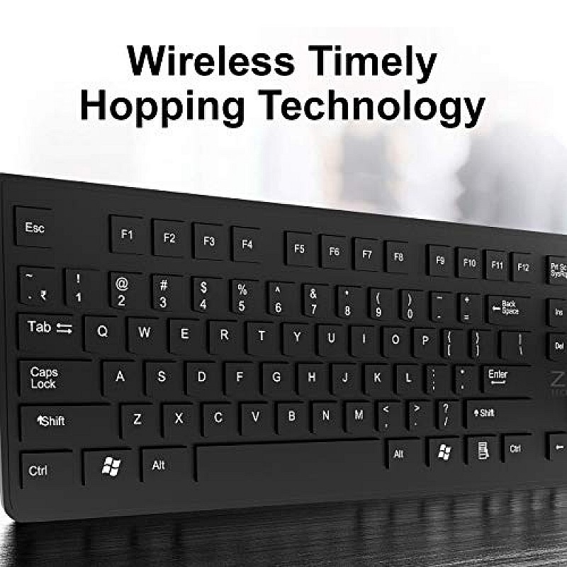 Zinq Technologies Deskmate 101 2.4G Wireless Keyboard and Mouse Combo (Black)