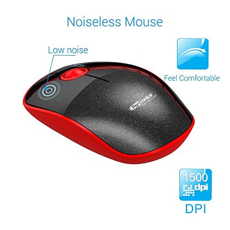 Portronics Key2-A Combo of Multimedia Wireless Keyboard and Mouse Black and Red