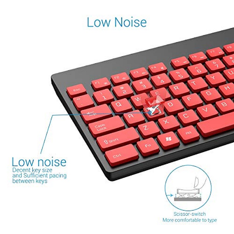 Portronics Key2-A Combo of Multimedia Wireless Keyboard and Mouse Black and Red