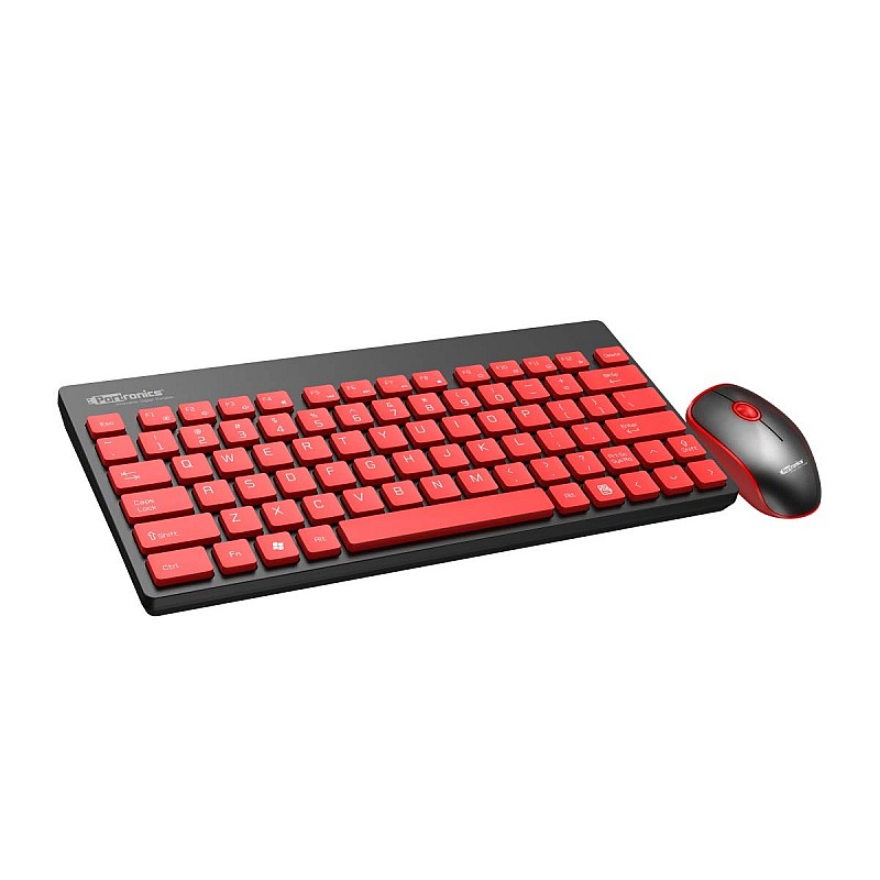 Portronics Key2-A Combo of Multimedia Wireless Keyboard and Mouse Black and Red