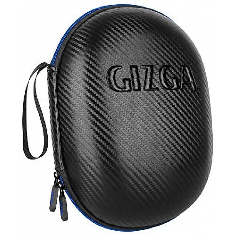 Gizga Essentials G33 Headphone Case Hard Carbon Fibre Cover for Large & Over Sized Bluetooth Headphone (Green Zip)