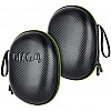 Gizga Essentials G33 Headphone Case Hard Carbon Fibre Cover for Large & Over Sized Bluetooth Headphone (Green Zip)