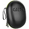 Gizga Essentials G33 Headphone Case Hard Carbon Fibre Cover for Large & Over Sized Bluetooth Headphone (Green Zip)