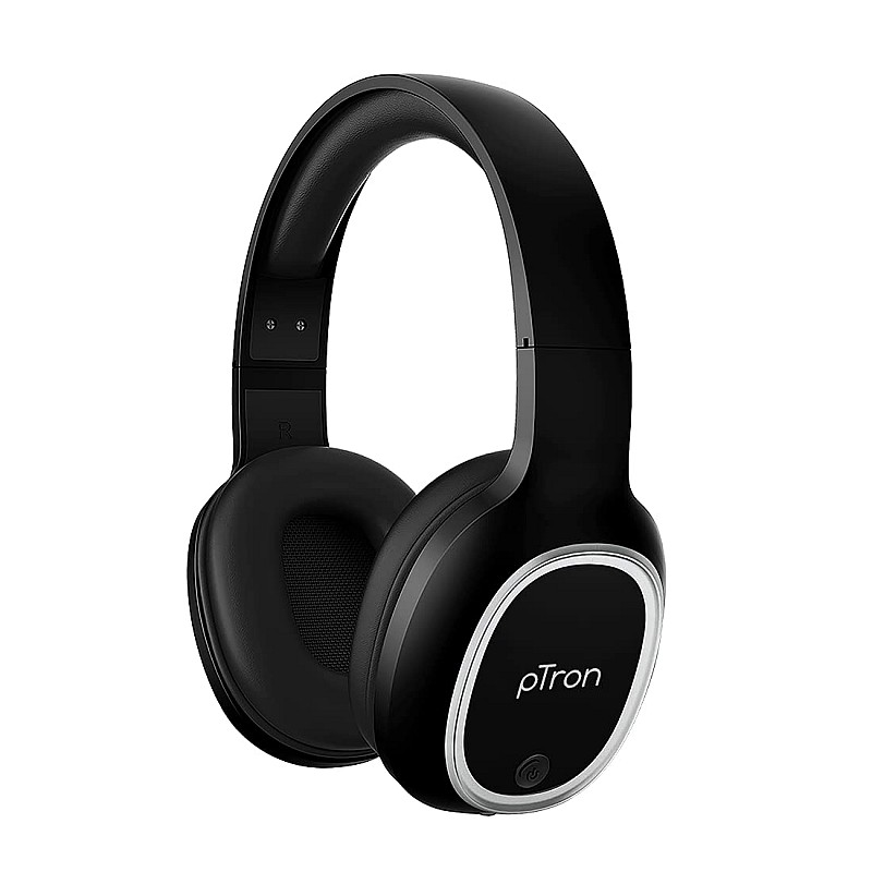 pTron Studio Over-Ear Bluetooth 5.0 Wireless Headphones, Hi-Fi Sound with Deep Bass Black