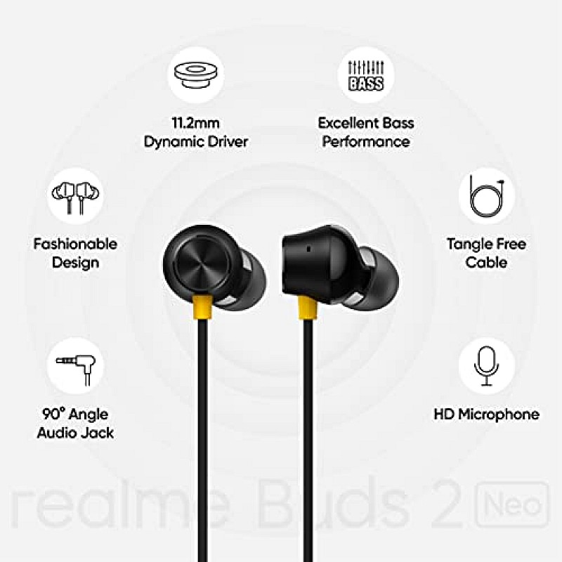 realme RMA155 Buds 2 Wired in Ear Earphones with Mic (Black)