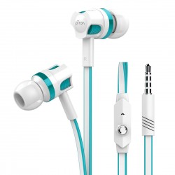 pTron HBE5 Raptor (High Bass Earphones) in-Ear Stereo Wired Headphones with Mic - (White and Blue)