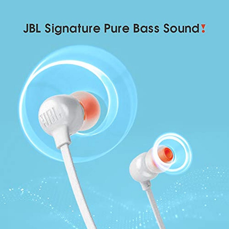 JBL Tune 115BT in-Ear Wireless Headphones with Deep Bass, 8-Hour Battery Life and Quick Charging (White) (JBLT115BTWHT)