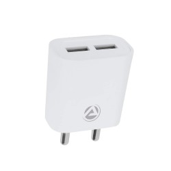 ARU AR-211 2.4Amp Dual Port Fast Charger with Charge & Sync USB Cable- White