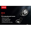 Lenovo HT10 True Wireless Earbuds Earphones Headphones Bluetooth V5.0 in-Built Mic Black