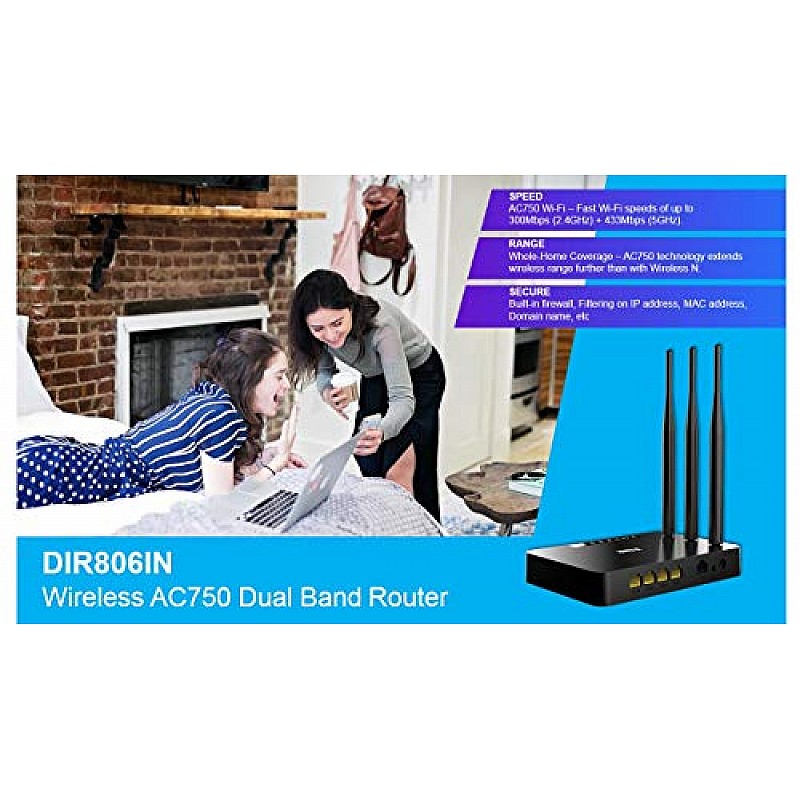 D-Link DIR-806IN - AC750 Dual Band Wireless Router Multiple Operating Modes Router Black