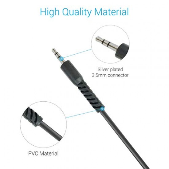 Portronics KONNECT AUX4 1.5 Meter Long 3.5mm AUX Cable (Black)