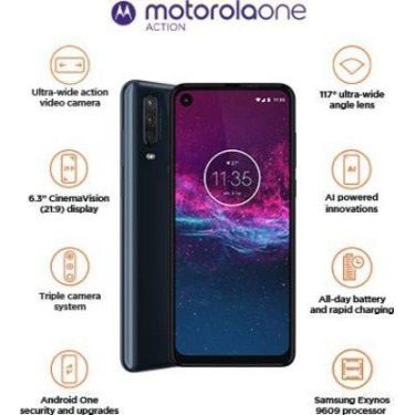 Motorola One Action (Denim Blue, 128 GB) (4 GB RAM) refurbished