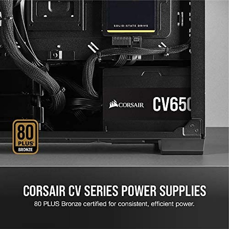 Corsair CV550, CV Series, 80 Plus Bronze Certified, 550 Watt Non-Modular Power Supply - Black