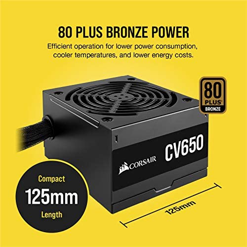 Corsair CV550, CV Series, 80 Plus Bronze Certified, 550 Watt Non-Modular Power Supply - Black Corsair CV550, CV Series, 80 Plus Bronze Certified, 550 Watt Non-Modular Power Supply - Black