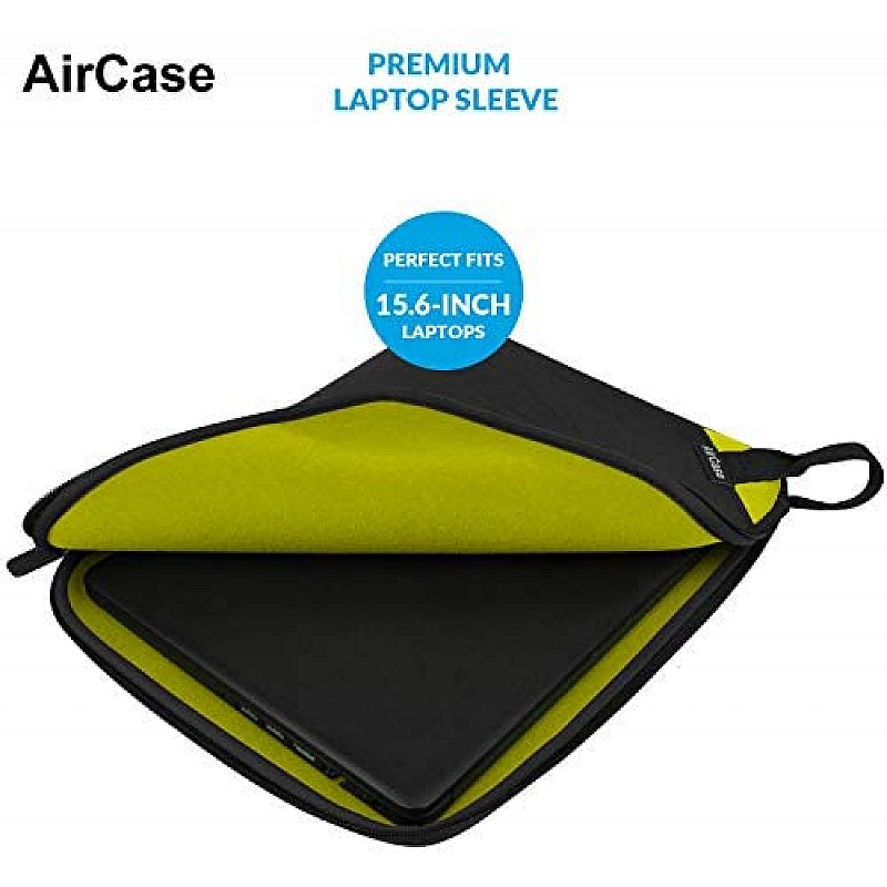 AirCase Laptop Bag Sleeve Case Cover for 15.6-Inch Laptop MacBook, Protective, Neoprene Black