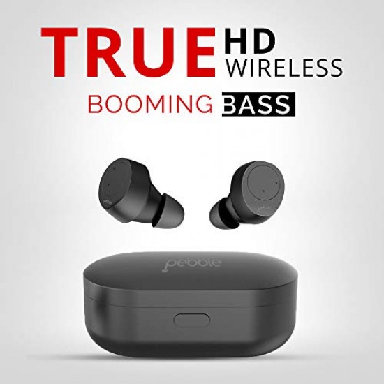 Pebble Twins Deep Bass True Wireless Earbuds, Bluetooth 5.0 with Magnetic Charging Case, HD Stereo Sound