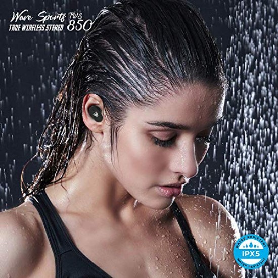ANT AUDIO Wave Sports TWS 850 Truly Wireless Bluetooth in Ear Earbuds with Mic Black