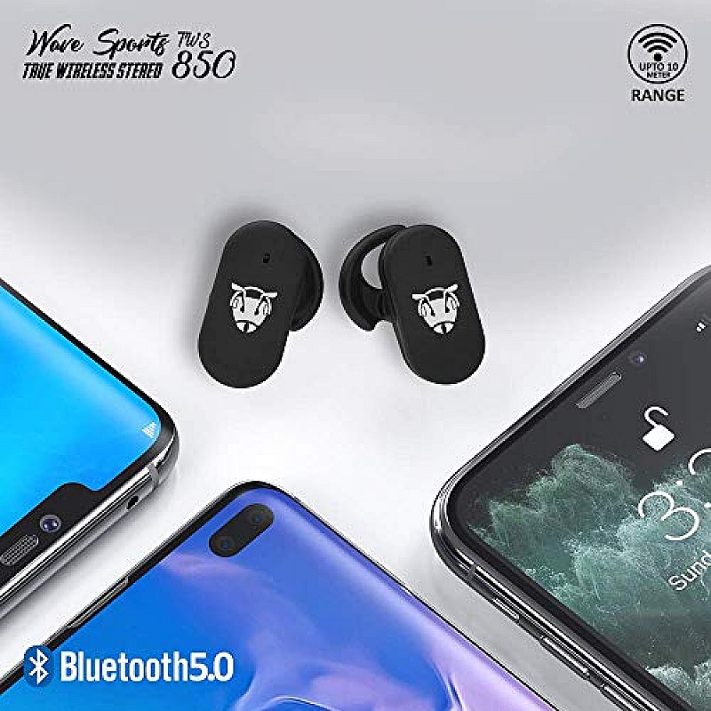 ANT AUDIO Wave Sports TWS 850 Truly Wireless Bluetooth in Ear Earbuds with Mic Black