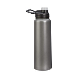 Amazon Basics Stainless Steel Insulated Water Bottle with Spout Lid, (890 ml, Grey)