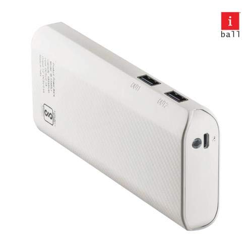iBall IB-10000LI Powerbank. with a 10000 mAh Battery and a 2.4 A Fast Charging Output with Dual USB Output (White) iBall IB-10000LI Powerbank. with a 10000 mAh Battery and a 2.4 A Fast Charging Output with Dual USB Output (White)