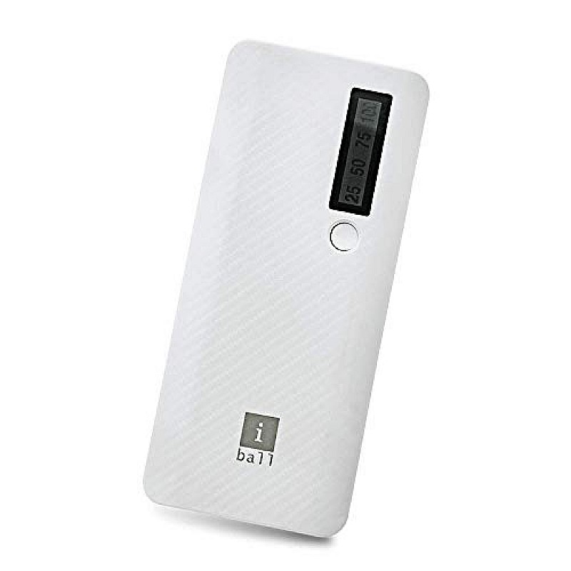 iBall IB-10000LI Powerbank. with a 10000 mAh Battery and a 2.4 A Fast Charging Output with Dual USB Output (White)