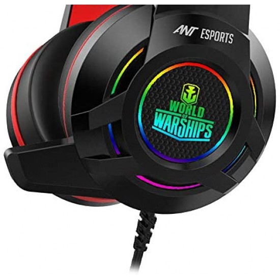 Ant Esports H550W RGB 7.1 USB Surround Sound Gaming Headset World of Warships Edition for PC Laptop - Black