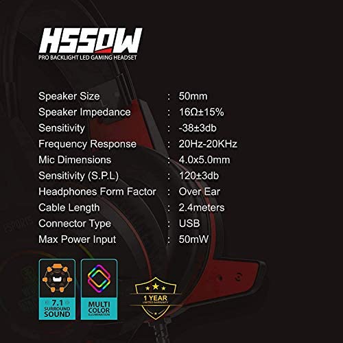 Ant Esports H550W RGB 7.1 USB Surround Sound Gaming Headset World of Warships Edition for PC Laptop - Black Ant Esports H550W RGB 7.1 USB Surround Sound Gaming Headset World of Warships Edition for PC Laptop - Black
