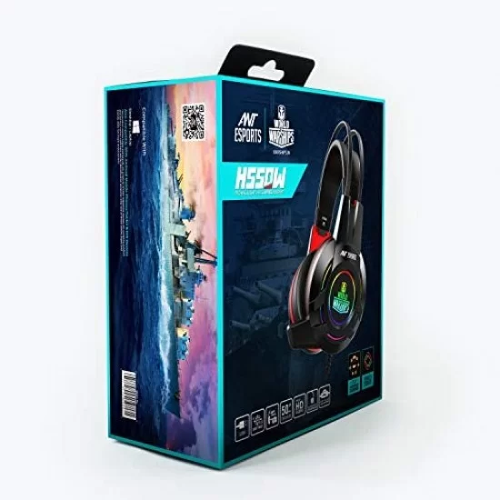 Ant Esports H550W RGB 7.1 USB Surround Sound Gaming Headset World of Warships Edition for PC Laptop - Black