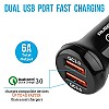 Ambrane 6.0 Amp Dual USB Car Charger (Qualcomm Certified) with Quick Charge 3.0  (ACC29QCM, Black)