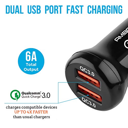 Ambrane 6.0 Amp Dual USB Car Charger (Qualcomm Certified) with Quick Charge 3.0 (ACC29QCM, Black) Ambrane 6.0 Amp Dual USB Car Charger (Qualcomm Certified) with Quick Charge 3.0 (ACC29QCM, Black)