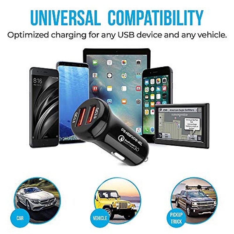 Ambrane 6.0 Amp Dual USB Car Charger (Qualcomm Certified) with Quick Charge 3.0  (ACC29QCM, Black)