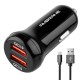 Ambrane 6.0 Amp Dual USB Car Charger (Qualcomm Certified) with Quick Charge 3.0  (ACC29QCM, Black)