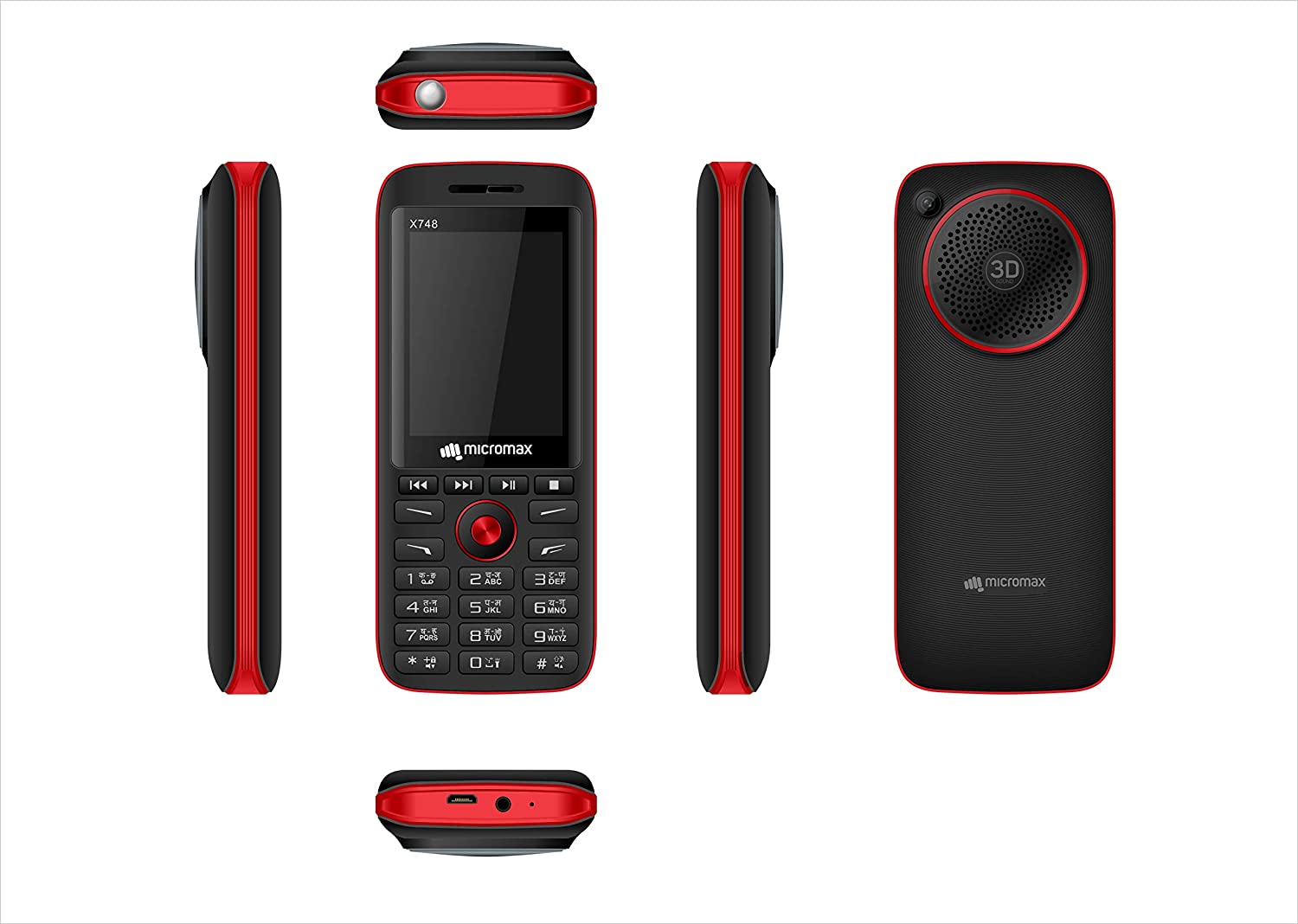 Micromax X748 Black+Red,Big 3D Sound Speaker,2500mAh Price In