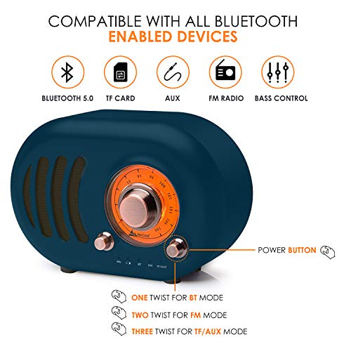 WeCool Storm S-02 Vintage Bluetooth Speakers Wireless with Portable Speakers (Navy Blue) WeCool Storm S-02 Vintage Bluetooth Speakers Wireless with Portable Speakers (Navy Blue)
