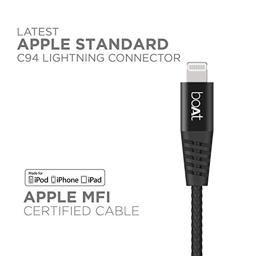 boAt LTG 600 Type C to Lightning Cable 1.2m (Black) boAt LTG 600 Type C to Lightning Cable 1.2m (Black)