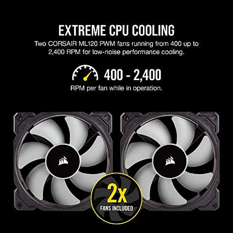 Corsair iCUE H115i RGB Pro XT, 280mm Radiator, Dual 140mm PWM Fans, Software Control, Liquid CPU Cooler 