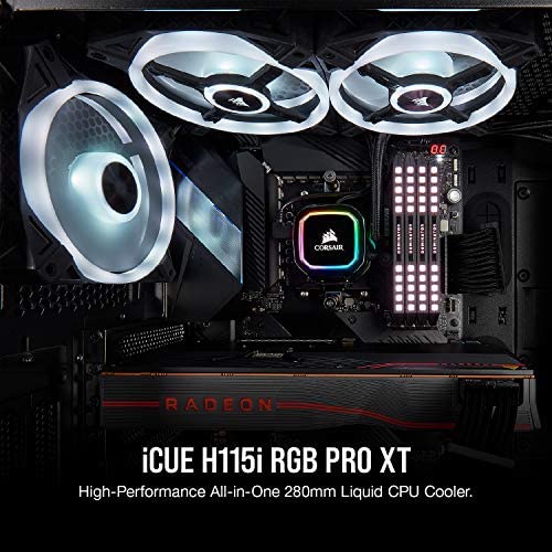 Corsair iCUE H115i RGB Pro XT, 280mm Radiator, Dual 140mm PWM Fans, Software Control, Liquid CPU Cooler- Corsair iCUE H115i RGB Pro XT, 280mm Radiator, Dual 140mm PWM Fans, Software Control, Liquid CPU Cooler-