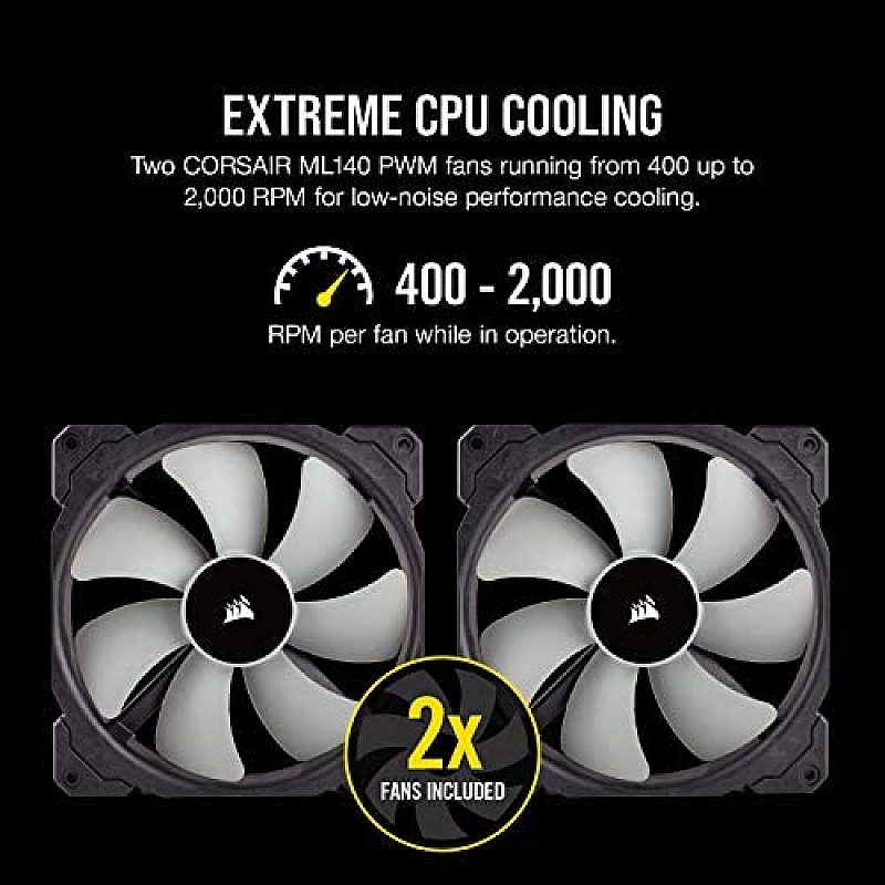 Corsair iCUE H115i RGB Pro XT, 280mm Radiator, Dual 140mm PWM Fans, Software Control, Liquid CPU Cooler 