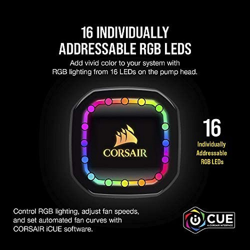 Corsair iCUE H115i RGB Pro XT, 280mm Radiator, Dual 140mm PWM Fans, Software Control, Liquid CPU Cooler 