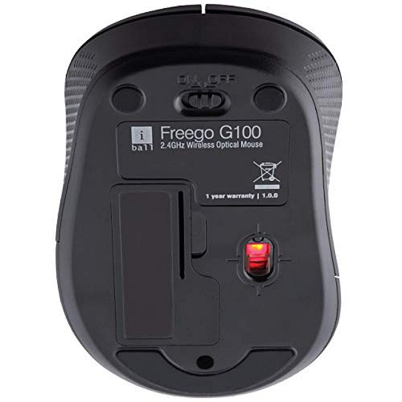 iBall Freego G100 Premium Wireless Optical Mouse for Windows and Mac (Black)