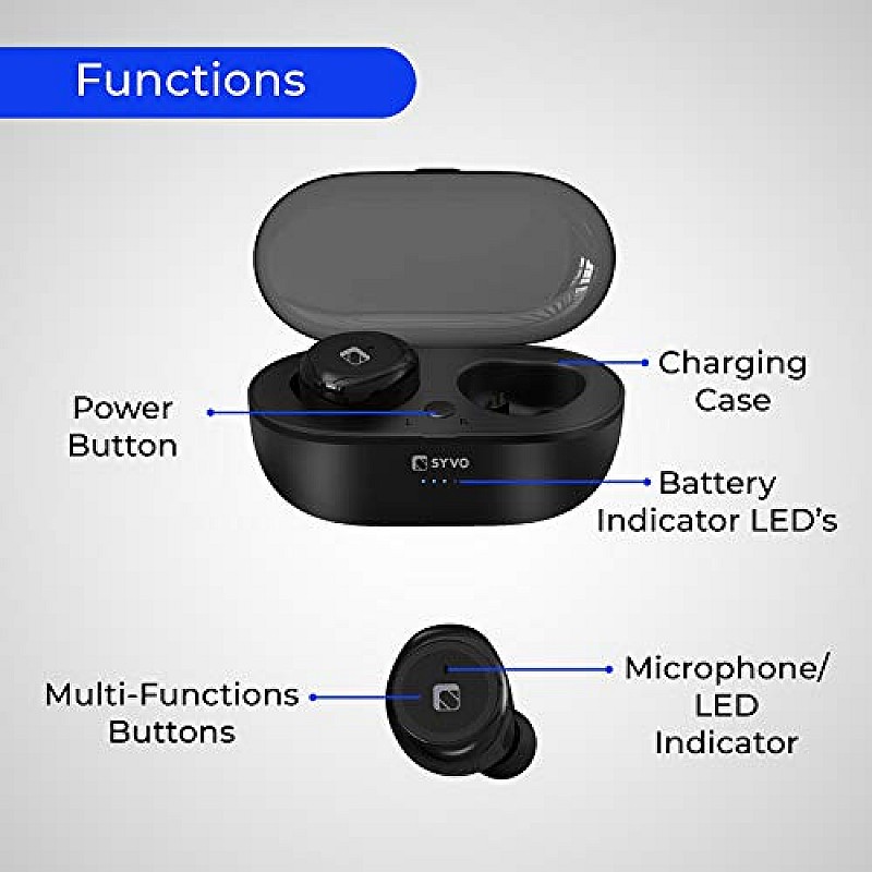 Syvo BassTwins in-Ear True Wireless Bluetooth 5.0 Headphones with Hi-Fi Deep Bass