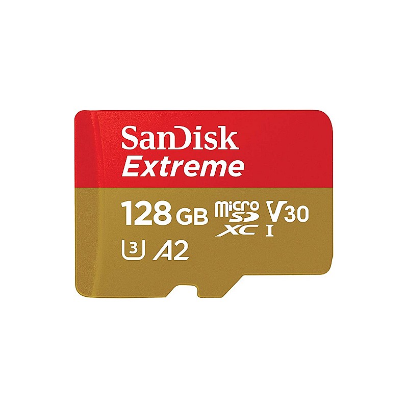 SanDisk Extreme uSD,160MB/s R, 90MB/s W,C10,UHS,U3,V30,A2, 128GB, for 4K Video on Smartphones, Action Cams & Drones