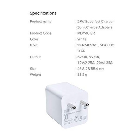Mi 27W Superfast Charger (SonicCharge Adapter) Mi 27W Superfast Charger (SonicCharge Adapter)