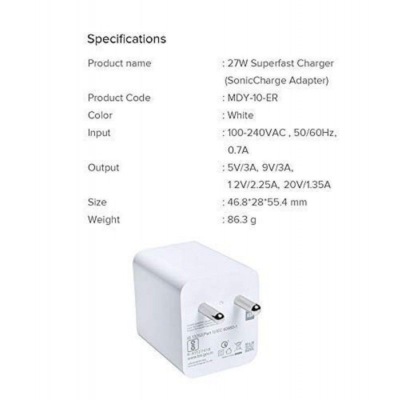 Mi 27W Superfast Charger (SonicCharge Adapter)