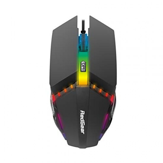 Redgear A-10 Wired Gaming Mouse with RGB LED Lightweight and Durable Design Black