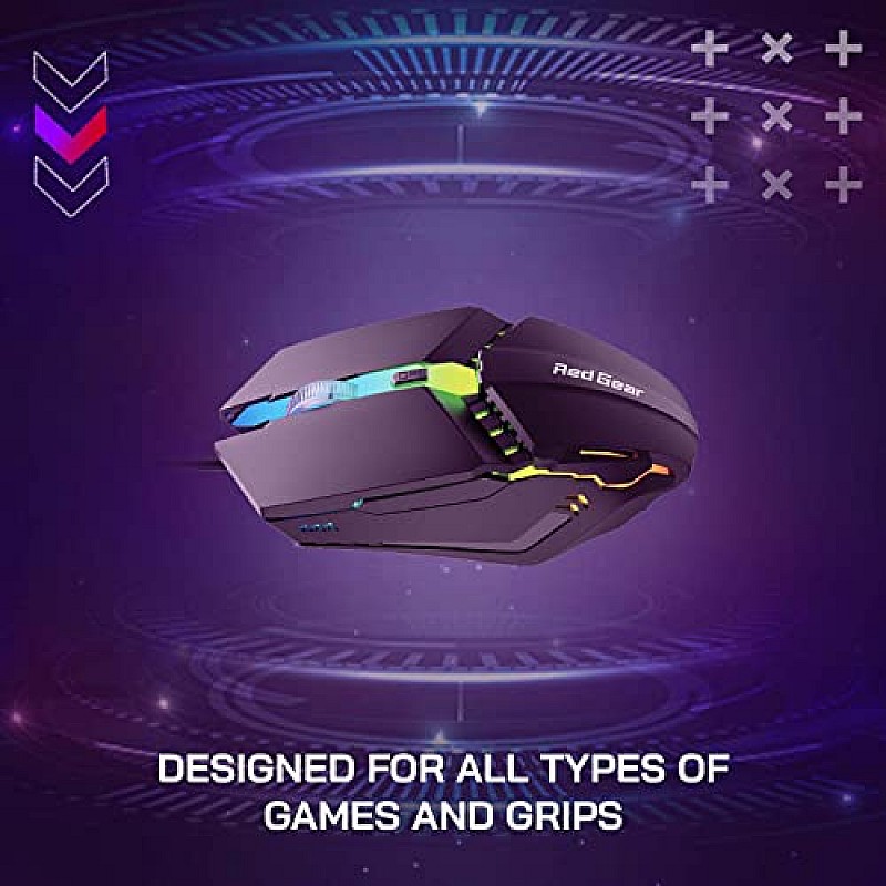 Redgear A-10 Wired Gaming Mouse with RGB LED Lightweight and Durable Design Black