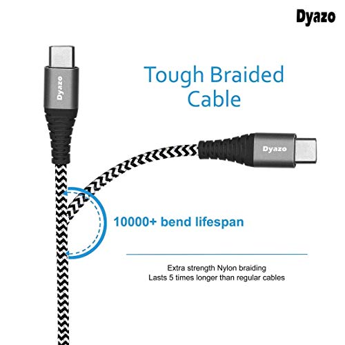 Dyazo 4 ft / 1.2 m 2 in 1 Cable [ Micro USB & Type C ] Nylon Braided Fast Charging 