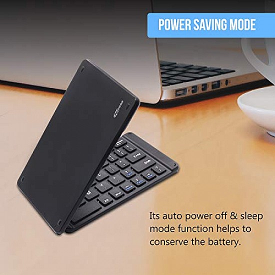 Portronics Chicklet POR-973 Foldable QWERTY Keyboard, Mini Pocket Sized, Rechargeable, Bluetooth Wireless Black