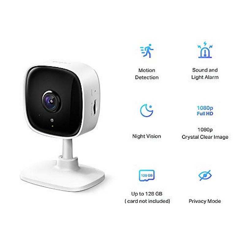 TP-Link Tapo C100 1080p Full HD Indoor WiFi Security Camera| Night Vision Intruder Alert  Works with Alexa and Google, White